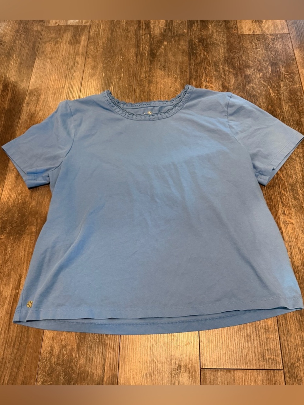 Lilly Pulitzer Sky Blue Short Sleeve Ruffle Neck Tee